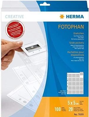 Diapositiventaschen herma transparent 5x5 cm 100 Stéck