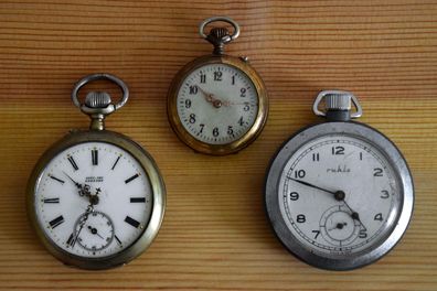 Set: 3x Taschenuhr Antik Alt Vintage Schweiz, Rula, Gustav Smy Konvolut Antik Alt