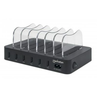 Ladestation Manhattan 6 USB-Ports 50W Schwarz