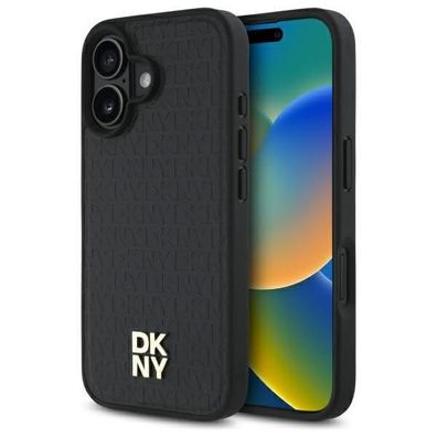 Handyhélle DKNY fér iPhone 16, schwarz, MagSafe-kompatibel