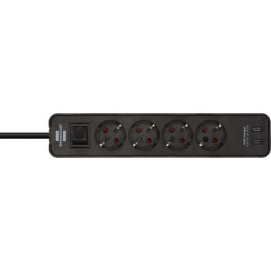 Steckdosenleiste Brennenstuhl mit USB-C, 4 AC, 2 USB-C, schwarz