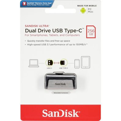 USB-Stick SanDisk Ultra Dual Drive 256 GB Silber