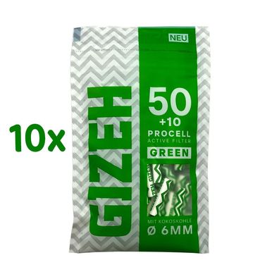 Gizeh Active Filter ProCell GREEN mit Kokoskohle, 10x 60 Stück