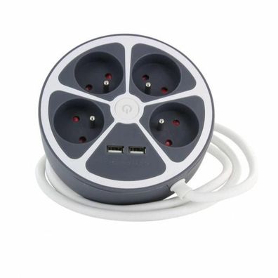 Steckdosenleiste Chacon mit 4 Steckdosen und 2 USB-Anschléssen
