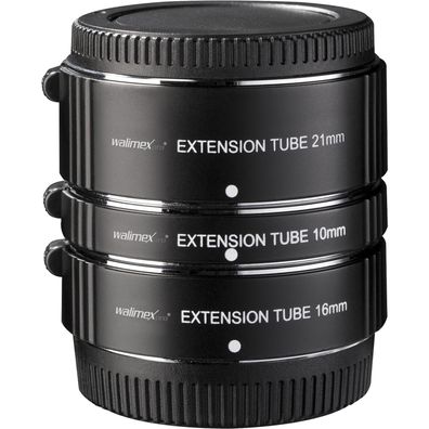 Makro-Ring Set Walimex fér MFT â€? 3 robuste Metallringe, schwarz