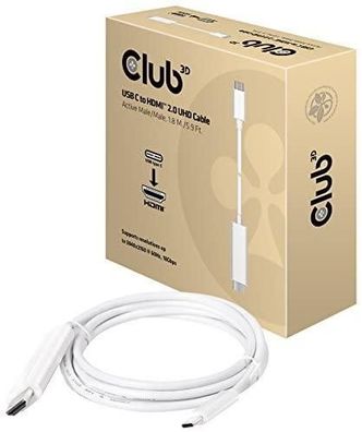 USB C zu HDMI 2.0 Kabel Club-3d Weiß
