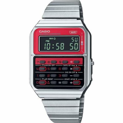 Digitale Uhr Casio Vintage Rotes Zifferblatt
