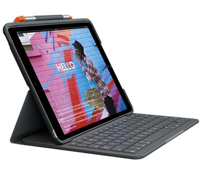Tastatur Logitech Slim Folio fér iPad, QWERTZ, Graphit