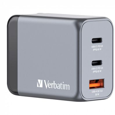 Verbatim GNC-65 GaN Ladeadapter 65W – USB-C & USB-A Schnellladegerät für unterwegs