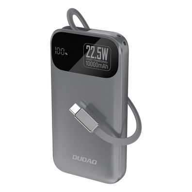 Dudao K31 10000 mAh 22,5 W PD Powerbank mit integriertem Kabel – Grau