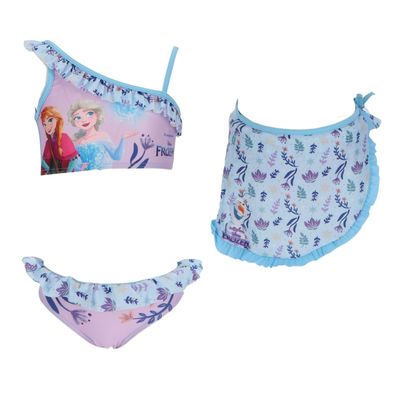 Disney Frozen Kinder Bikini mit Sarong Badebekleidung & Strandoutfit Sommer