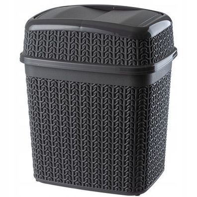 KADAX Kosmetikeimer aus Kunststoff, Abfalleimer mit Schwingdeckel, 5L, anthrazit