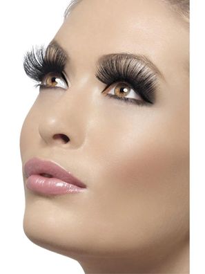 Lange Wimpern im 60er-Stil – Schwarze Kunstwimpern Fake Lashes inkl. Klebstoff