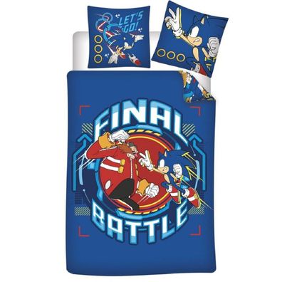 Sonic Kinderbettwäsche Set aus Baumwolle – Bettbezug 140x200 cm & Kissenbezug
