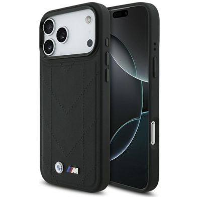 BMW M Quilted Design Schutzhülle kompatibel mit iPhone 17 Pro Max – Echtleder-Optik