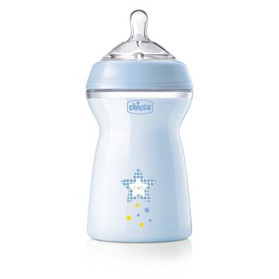 Chicco NaturalFeeling Babyflasche Blau 330ml - Schnellflusssauger ab 6 Monaten