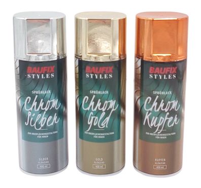 Baufix Chrom Effektlack Lackspray 400ml Farbspray Sprühdose Lack Spraydose neu