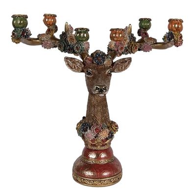 Clayre & Eef Kerzenständer Herz 51x21x50 cm Braun Kunststoff (Gr. 51x21x50 cm)