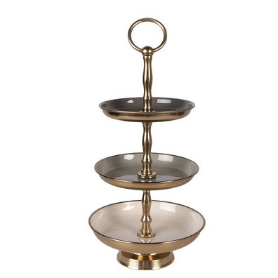 Clayre & Eef 3-Schicht-Etagere Ø 18x35 cm Grau Edelstahl (Gr. Ø 18x35 cm)