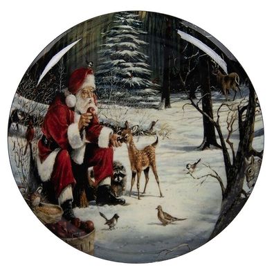 Clayre & Eef Dekoration Schale Ø 28x3 cm Weiß Metall (Gr. Ø 28x3 cm)