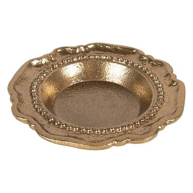 Clayre & Eef Dekoration Schale Ø 12x2 cm Goldfarbig Aluminium (Gr. Ø 12x2 cm)