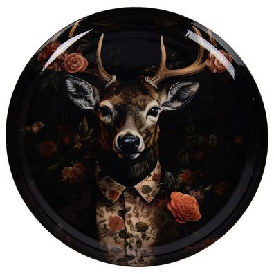 Clayre & Eef Dekoration Schale Ø 28x3 cm Schwarz Metall (Gr. Ø 28x3 cm)