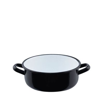 Riess Zwerge Casserole avec rebord Ø16cm 1 litre Noir Émail