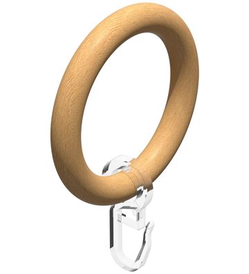 Interdeco Holz-Ringe mit Haken 55/37 mm für Stange 28 mm Ø Buche