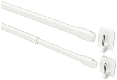 Interdeco Vitragestangen mit Klebehaken Weiß oval ausziehbar Geno, 8 Stück