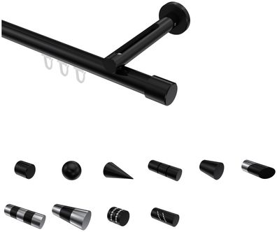 Interdeco Innenlauf Gardinenstangen Schwarz 20 mm Ø Siteno