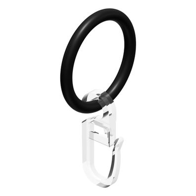 Interdeco PVC-Ringe mit Haken 32/25 mm für Stange 16 mm Ø Schwarz