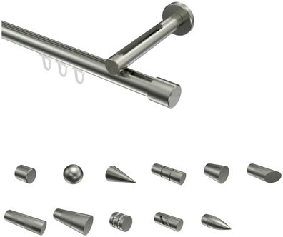 Interdeco Innenlauf Gardinenstangen Edelstahl-Optik 20 mm Ø Siteno