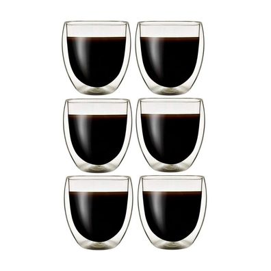 6 Klasique Doppelwandige Gläser 250ml Espressotasse Saftglas Glas Set Gläserset