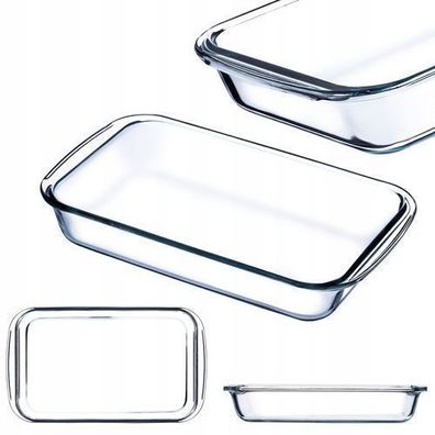 KADAX rechteckige Auflaufform aus Glas, Geschirr zum Braten, Transparent, 1.5L