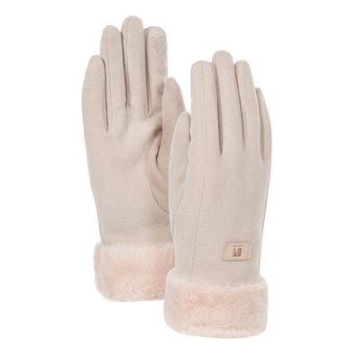 Damen Touchscreen Winterhandschuhe Gefütterte Velours-Handschuhe mit Kunstfell