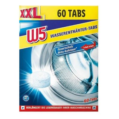 W5 60x Entkalker Tabs für Spülmaschine und Waschmaschine, Entkalkungstabletten