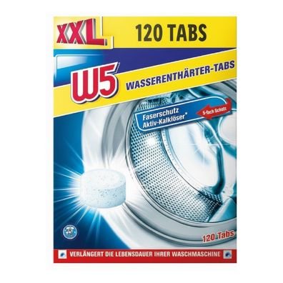 W5 120x Entkalker Tabs für Spülmaschine und Waschmaschine, Entkalkungstabletten
