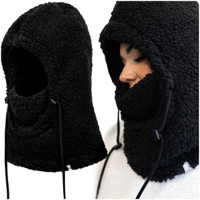 Unisex Sturmhaube Plüsch Balaclava Winter Skimaske Gesichtshaube 2in1 Mütze Schal