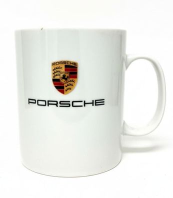 Porsche Premium Kaffeebecher mit Porsche Wappen, Weiß, 0,4 Liter Tasse