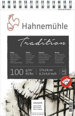 Hahnemühle Skizzenblock Tradition spiralisiert 100g/m², 50 Blatt