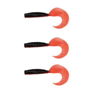 3 Hecht Twister XXL Gummiköder 16 cm schwarz-rot-glitter