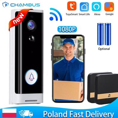 Tuya WiFi Doorbell Camera 1080P HD - Battery, Night View, Alexa/Google Compatible