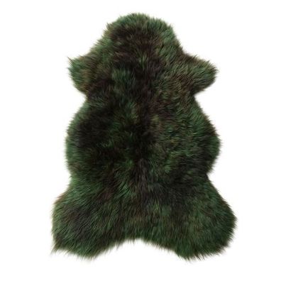 Nordisches Schaffell Smaragdgrün-Schwarz - Echtes Schaffell gefärbt, ca. 110-130 cm