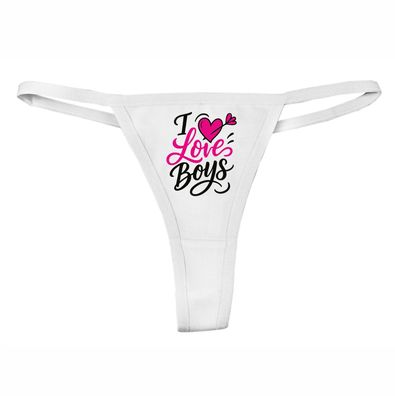 Ladie Tanga Slip bedruckt mit dem Motiv I love boys