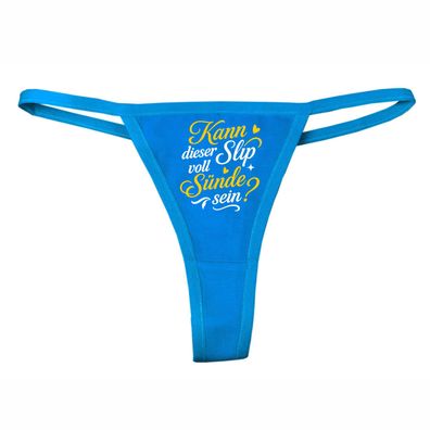 Ladie Tanga Slip bedruckt mit dem Motiv Kann dieser Slip voll Sünde sein