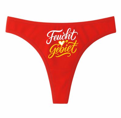 Ladie String Tanga bedruckt mit Feuchtgebiet