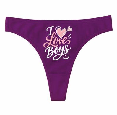 Ladie String Tanga bedruckt I love boys