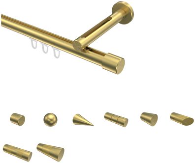 Interdeco Innenlauf Gardinenstangen Messing-Optik 20 mm Ø Siteno