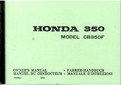 Bedienungsanleitung Honda 350 F Motorrad Zweirad Oldtimer Klassiker