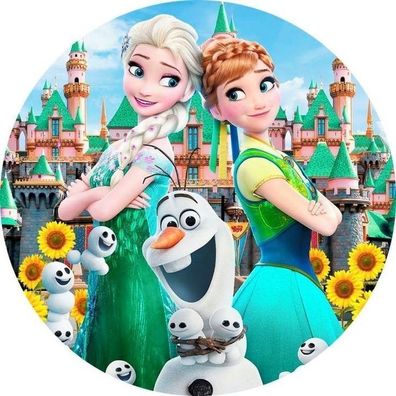 Tortenaufleger Elsa Frozen Anna Essbar Zuckermasse Tortenbild Deko + 4 Muffin A6